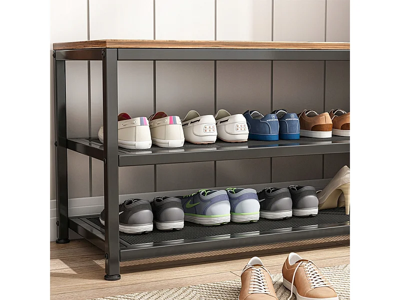 REGAL SCHUHKASTEN MIT SITZFLÄCHE GROSSE INDUSTRIELLE LOFT-RETRO-REGALBÖDE 73 CM