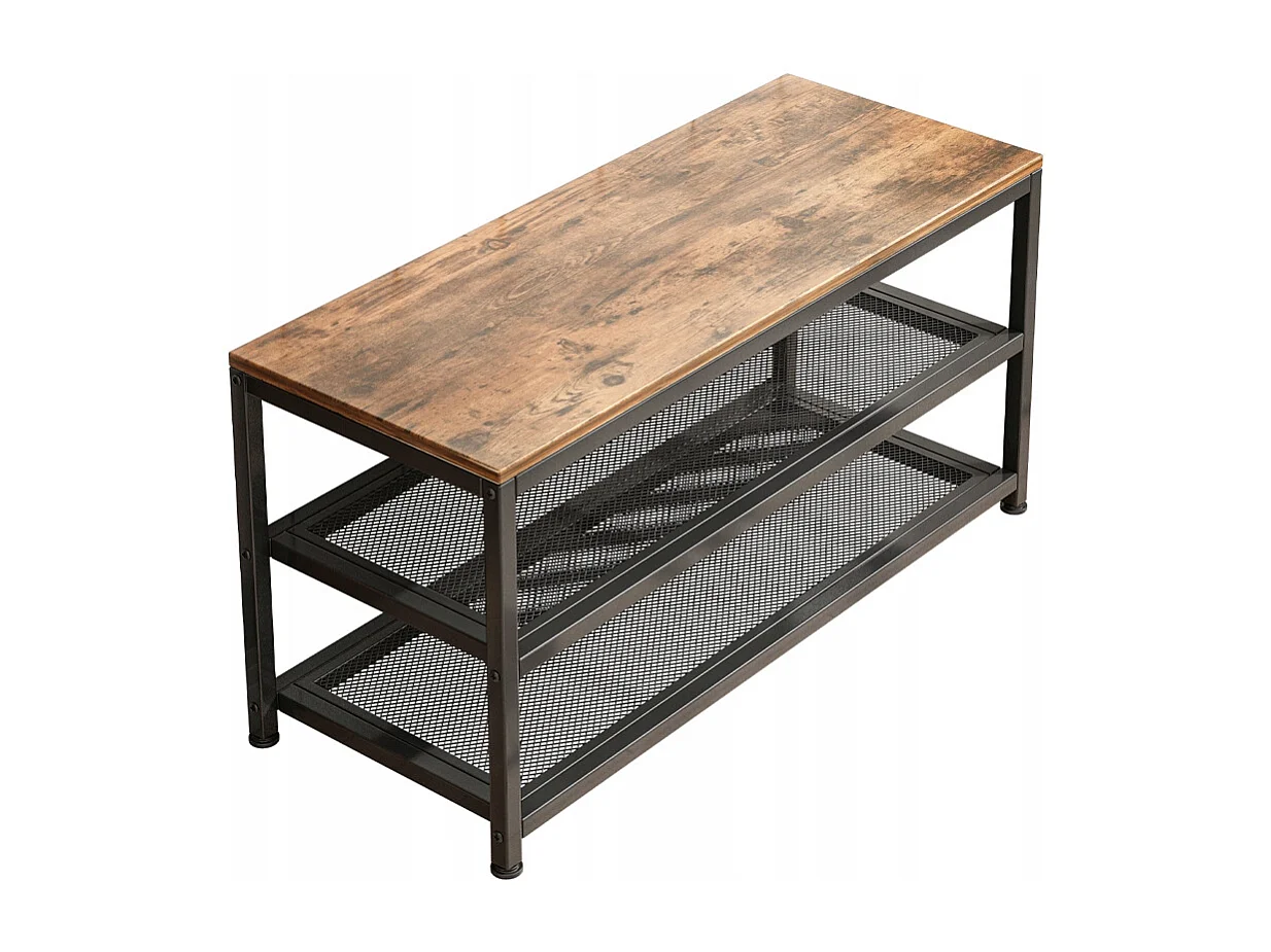 REGAL SCHUHKASTEN MIT SITZFLÄCHE GROSSE INDUSTRIELLE LOFT-RETRO-REGALBÖDE 73 CM