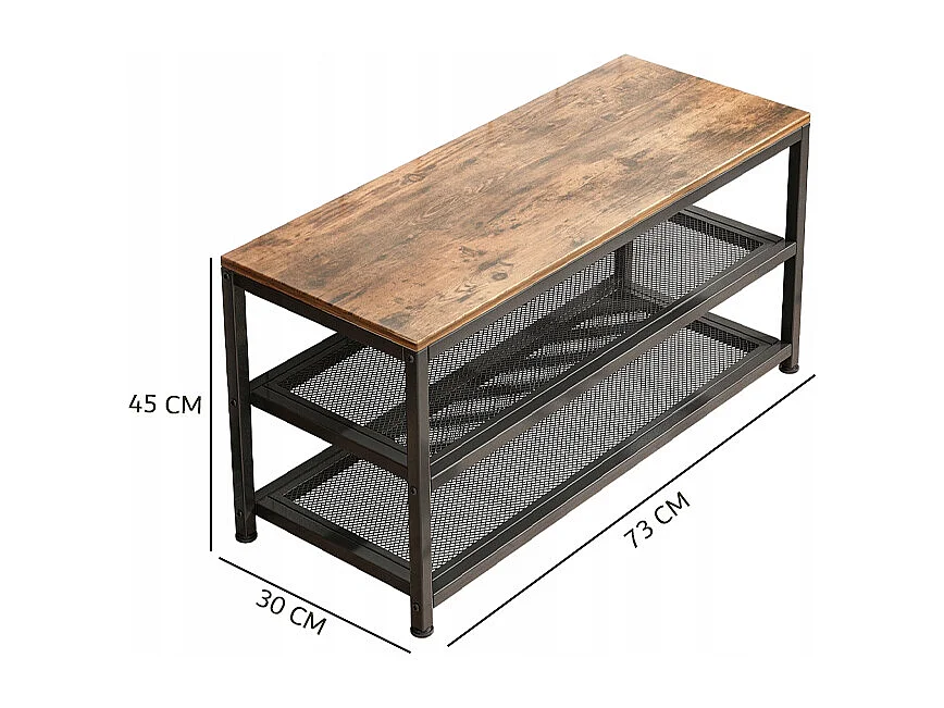 REGAL SCHUHKASTEN MIT SITZFLÄCHE GROSSE INDUSTRIELLE LOFT-RETRO-REGALBÖDE 73 CM