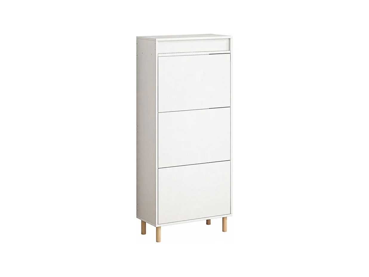 ARMOIRE À CHAUSSURES BLANCHE AVEC MIROIR LOFT ÉTAGÈRE SUR PIED HALL D'ENTRÉE 55 CM
