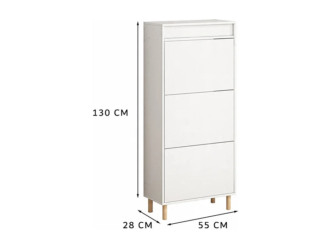 Szafka na buty biała schowek z lustrem loft stojący regał przedpokój 55cm