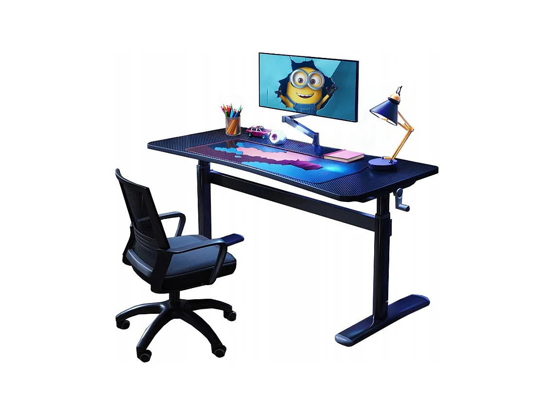 Biurko regulowane dziecięce komputerowe gamingowe stół loft czarne 100 cm