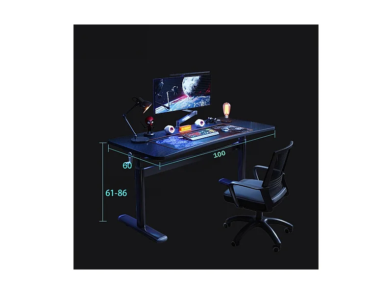 Biurko regulowane dziecięce komputerowe gamingowe stół loft czarne 100 cm