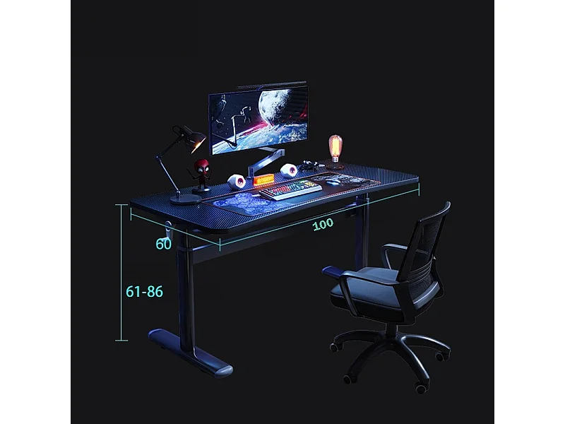 VERSTELLBARER KINDER-COMPUTER-GAMING-TISCH LOFT SCHWARZ 100 CM