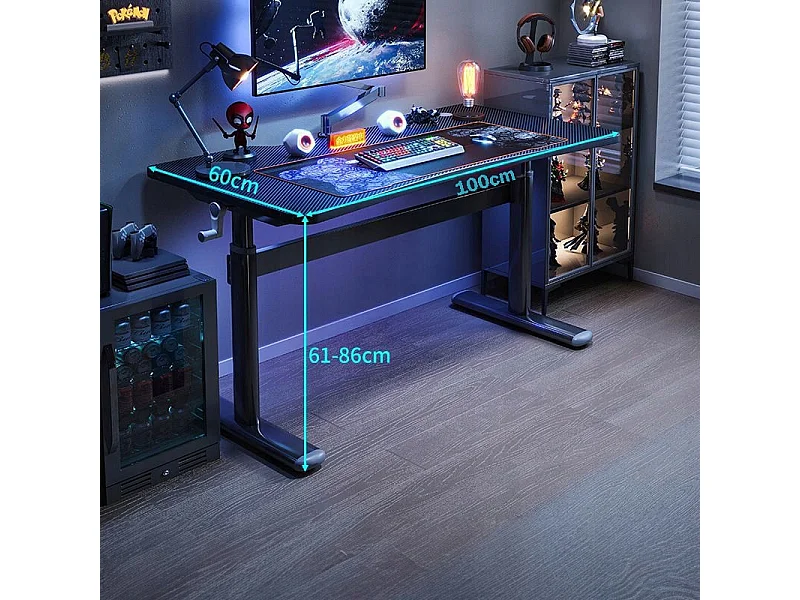 VERSTELLBARER KINDER-COMPUTER-GAMING-TISCH LOFT SCHWARZ 100 CM