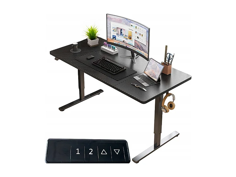 Elektrisch verstelbaar bureau, zwart, 160 cm, in hoogte verstelbaar van 72 tot 118 cm LOFT