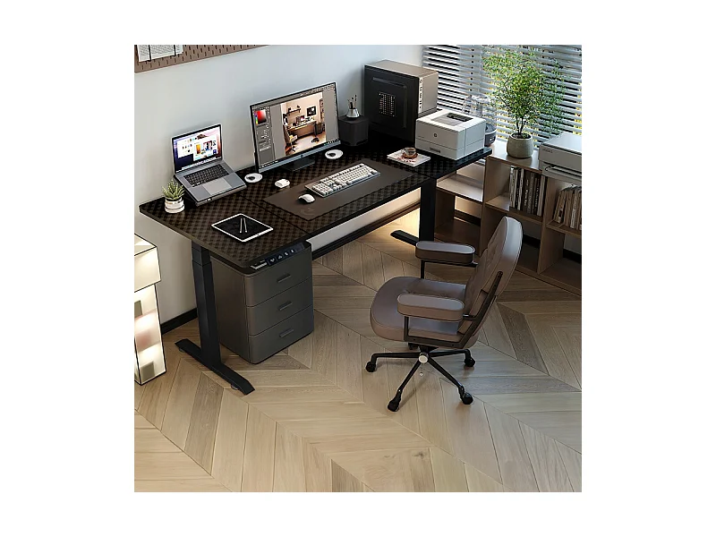 Bureau électrique réglable en hauteur, noir, 160 cm, hauteur réglable de 72 à 118 cm LOFT