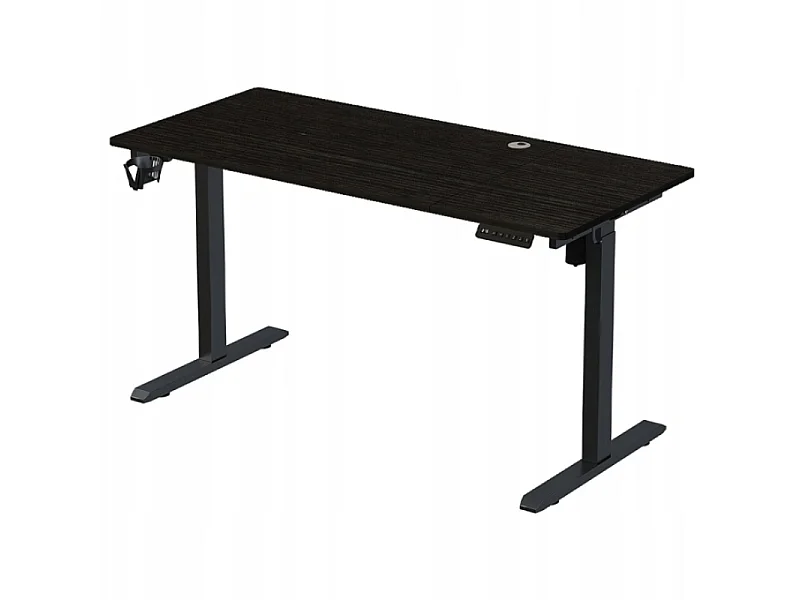 Bureau électrique réglable en hauteur noir, 160 cm, design moderne, hauteur ajustable de 72 à 118 cm