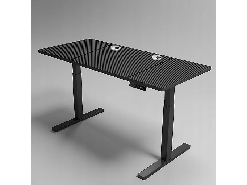 Bureau électrique réglable en hauteur noir, 160 cm, design moderne, hauteur ajustable de 72 à 118 cm