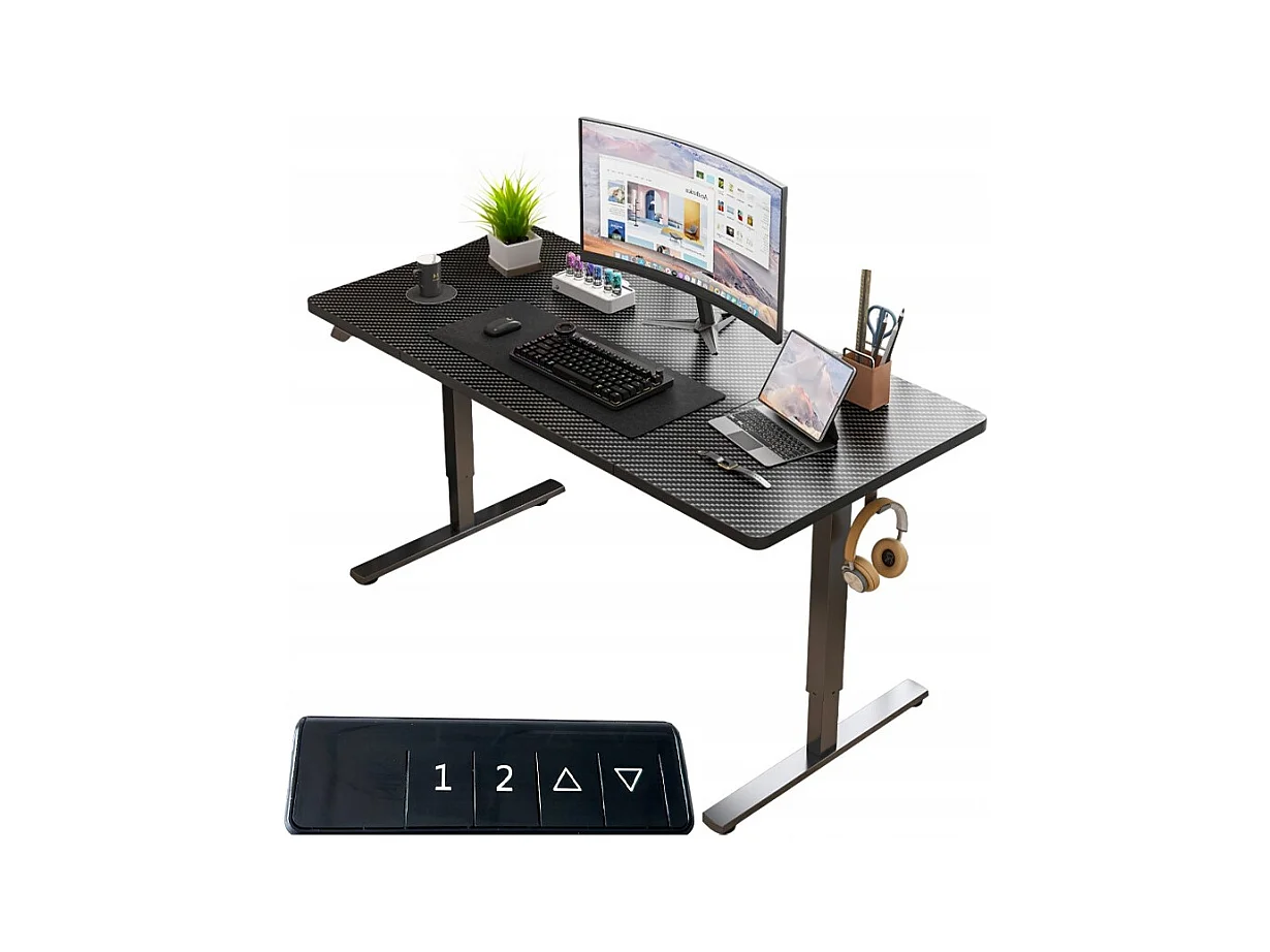 Biurko elektryczne podnoszone czarne 140 cm regulowane wysokości 72-118 cm loft