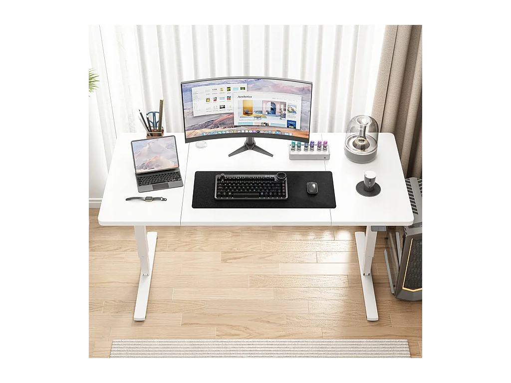 Biurko elektryczne podnoszone białe 120 cm regulowane wysokości loft 72-118 cm