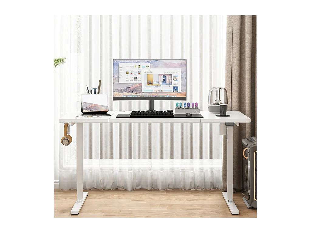 Biurko elektryczne podnoszone białe 120 cm regulowane wysokości loft 72-118 cm