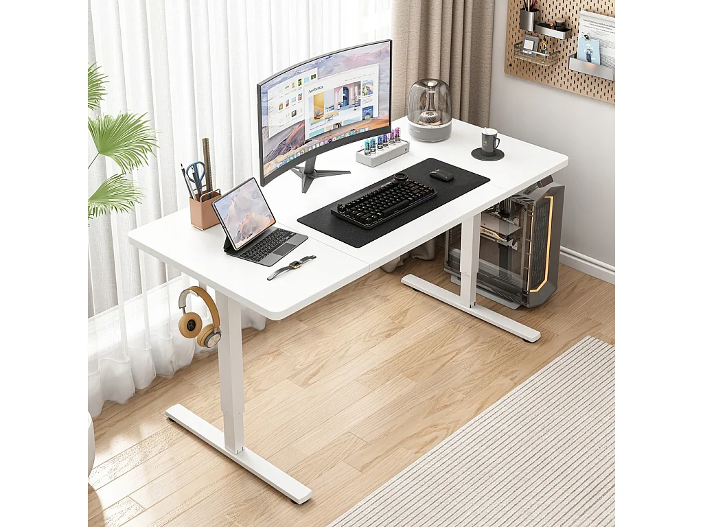 Biurko elektryczne podnoszone białe 120 cm regulowane wysokości loft 72-118 cm