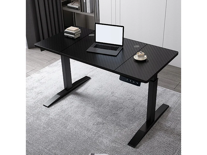 Biurko elektryczne podnoszone czarne 120 cm regulowane nowoczesne loft 72-118 cm