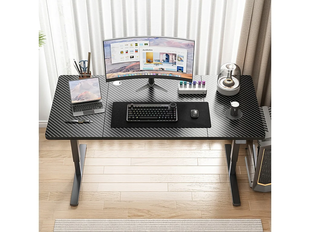 Elektrischer Steh-Sitz-Schreibtisch, schwarz, 120 cm, verstellbar, MODERN LOFT 72–118 cm