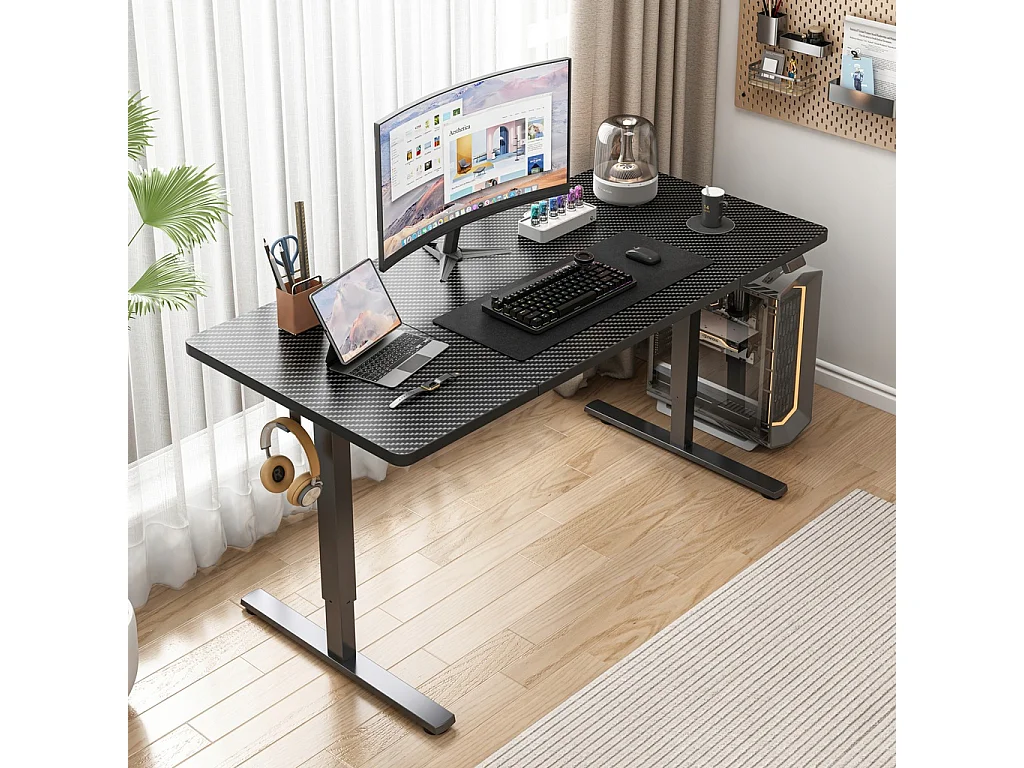 Elektrischer Steh-Sitz-Schreibtisch, schwarz, 120 cm, verstellbar, MODERN LOFT 72–118 cm