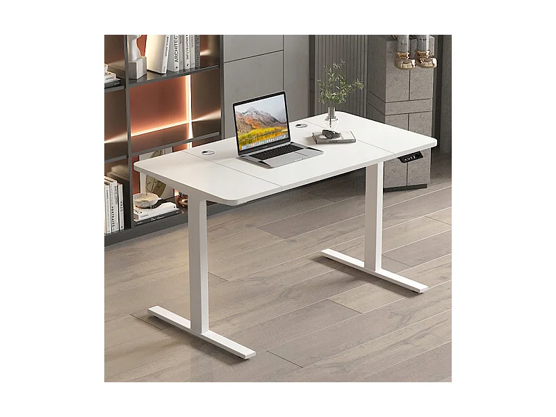 Biurko elektryczne podnoszone białe 160 cm regulowane nowoczesne 72-118 cm loft