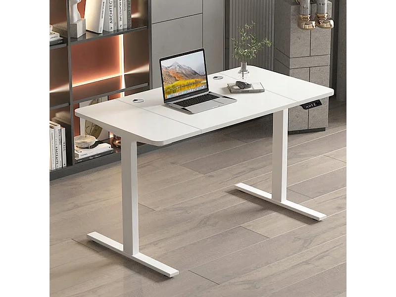 Biurko elektryczne podnoszone białe 160 cm regulowane nowoczesne 72-118 cm loft