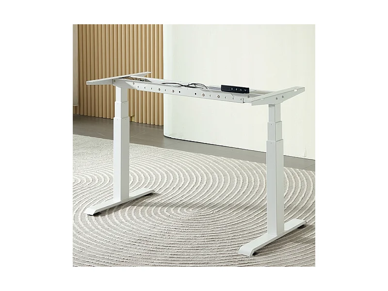 Biurko elektryczne podnoszone białe 140 cm regulowane nowoczesne 72-118 cm loft