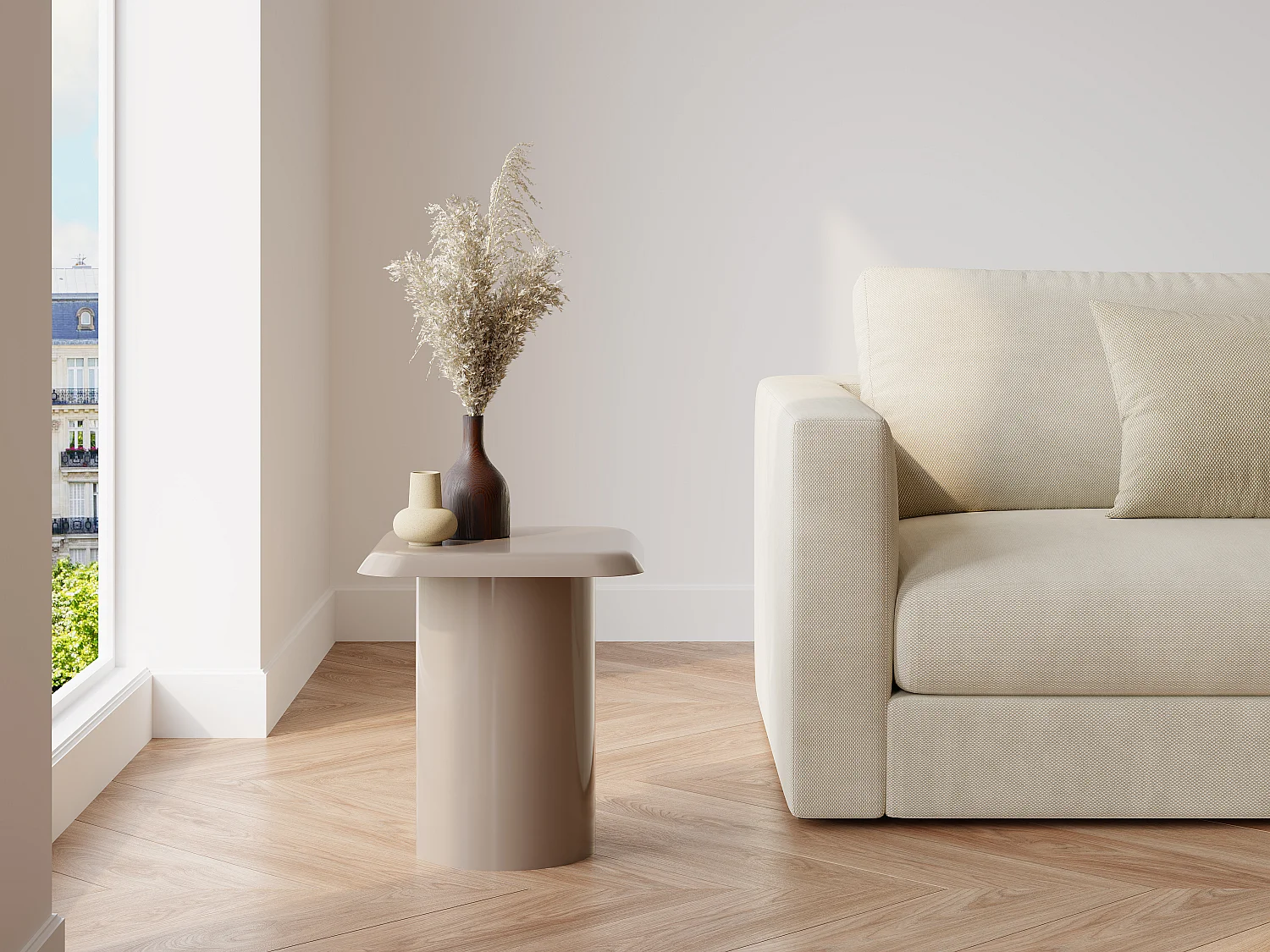 Table d'appoint en métal - Taupe brillant - LONIRA