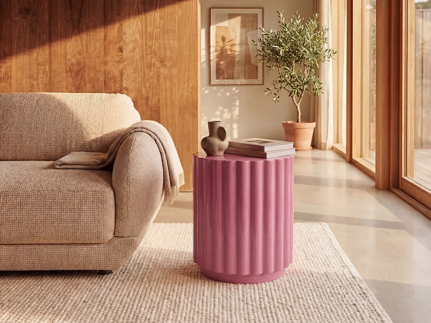 Table d'appoint en métal - Rose framboise - LIMALORA