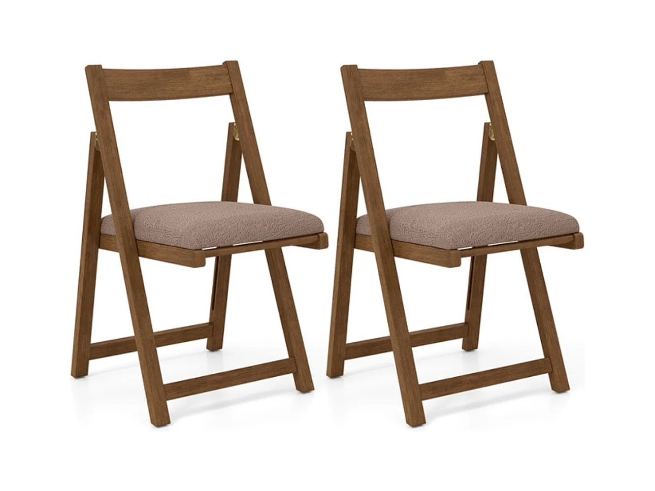 Lot de 2 chaises pliantes en bois avec coussins Armless Chaises de salle à manger empilables Chaises rembourrées Noyer