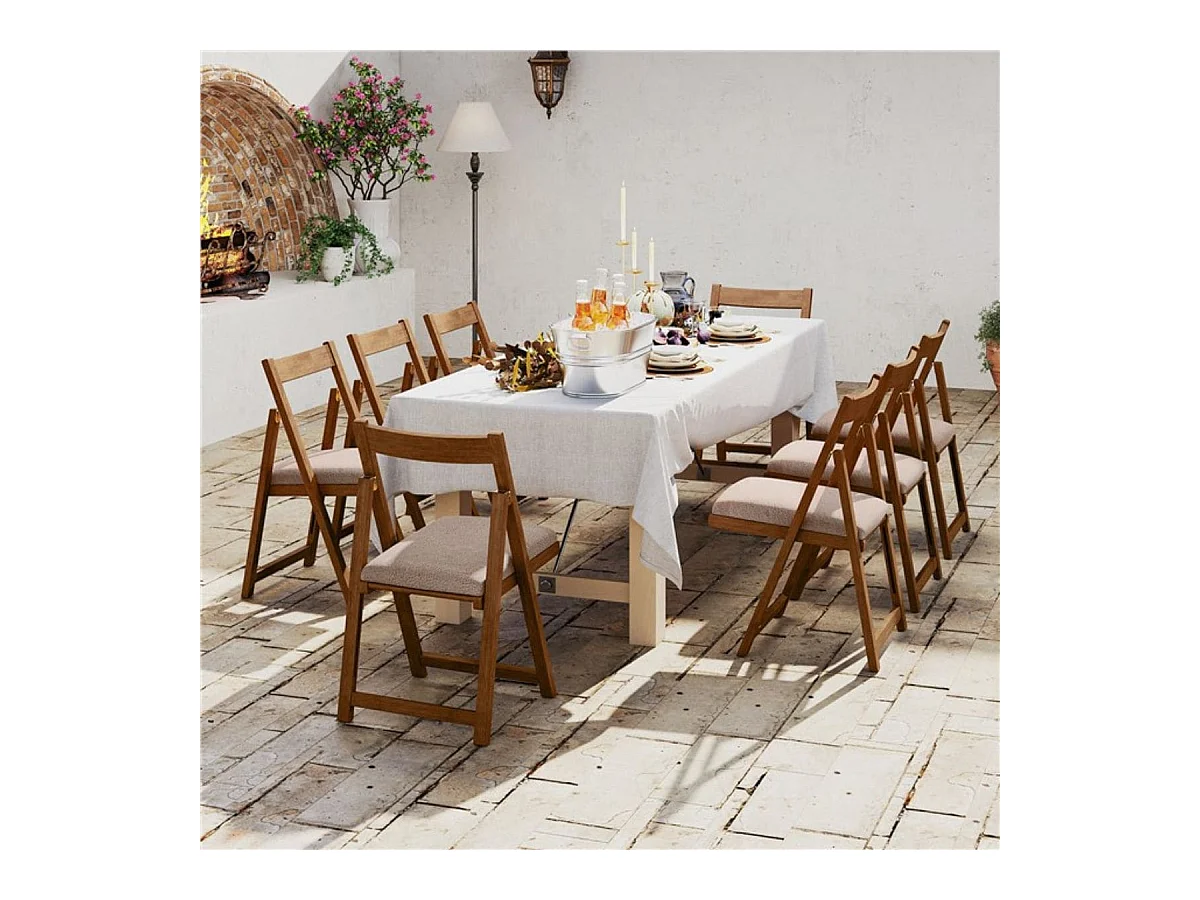 Lot de 2 chaises pliantes en bois avec coussins Armless Chaises de salle à manger empilables Chaises rembourrées Noyer