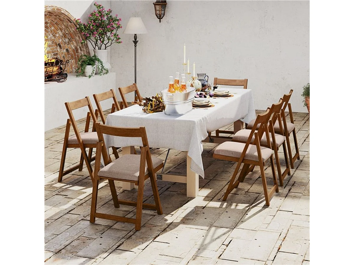 Lot de 2 chaises pliantes en bois avec coussins Armless Chaises de salle à manger empilables Chaises rembourrées Noyer