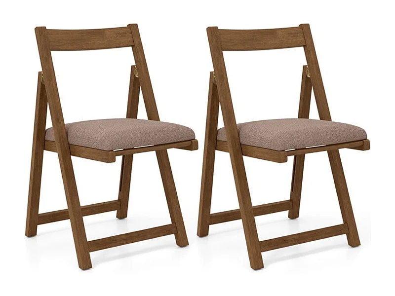 Set di 2 sedie pieghevoli in legno con cuscino Senza braccioli Sedie da pranzo impilabili Sedie imbottite Noce