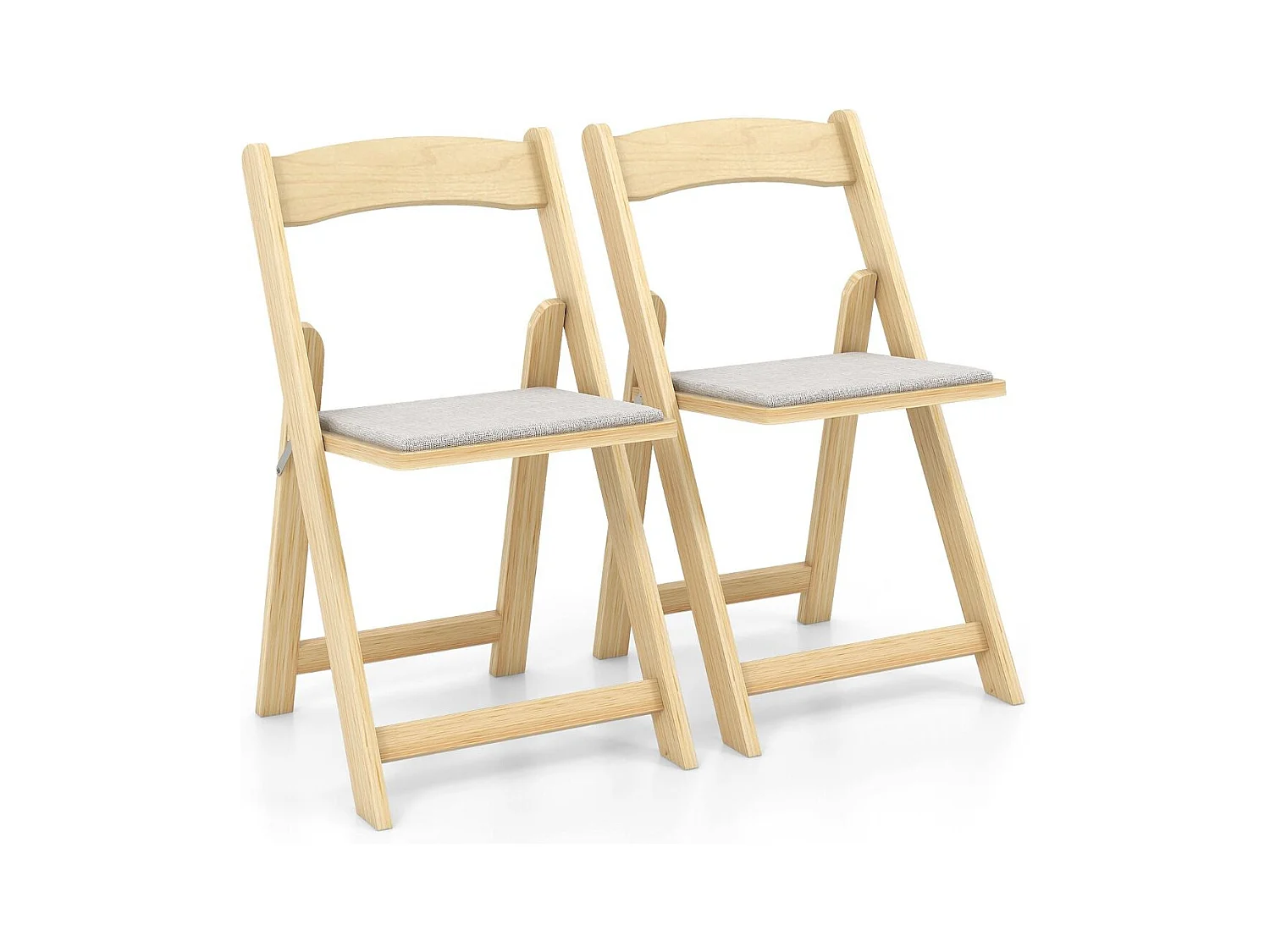 2er Set Klappstuhl mit Gepolsterter Sitzfläche Esszimmerstühlen aus Gummibaumholz