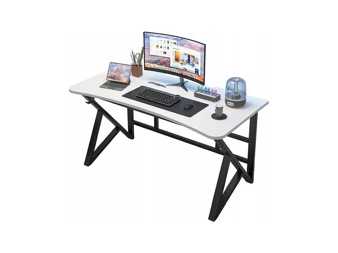 Biurko komputerowe białe gamingowe nowoczesne dla gracza duże loft 120 cm