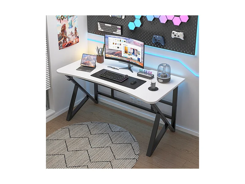 Biurko komputerowe białe gamingowe nowoczesne dla gracza duże loft 120 cm