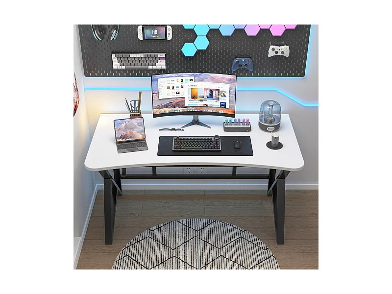 Biurko komputerowe białe gamingowe nowoczesne dla gracza duże loft 120 cm