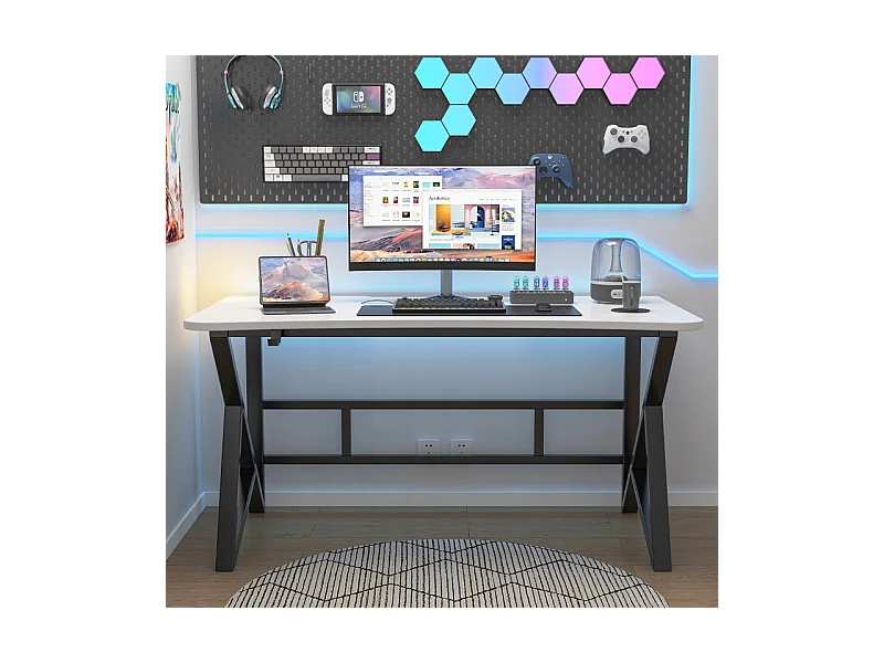 Biurko komputerowe białe gamingowe nowoczesne dla gracza duże loft 120 cm