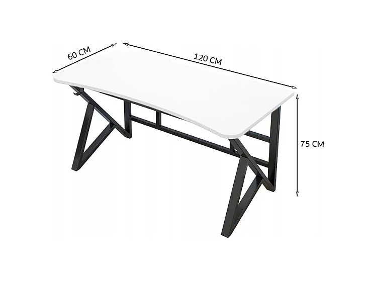 Biurko komputerowe białe gamingowe nowoczesne dla gracza duże loft 120 cm