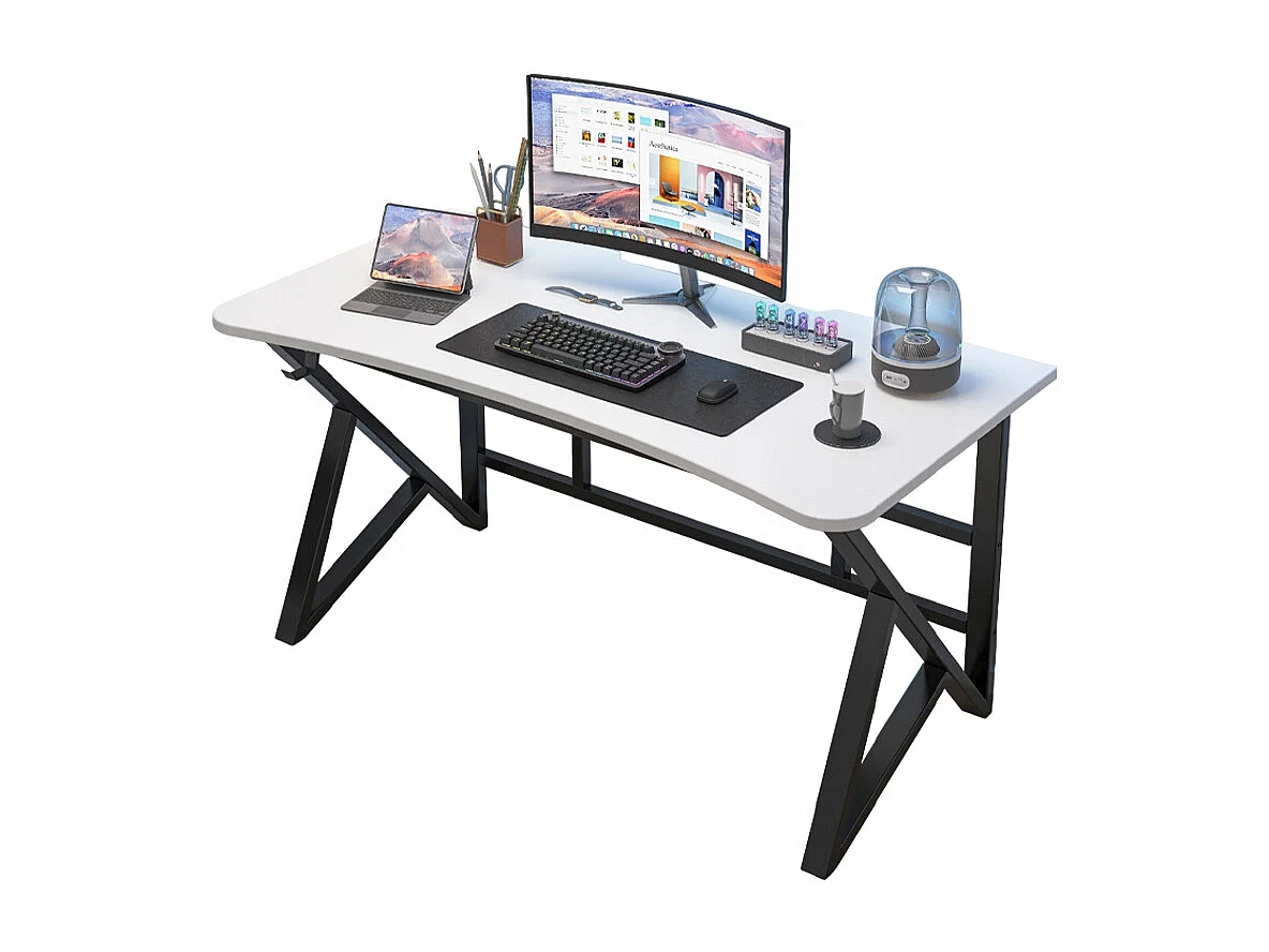 MESA DE COMPUTADOR BRANCA MODERNA PARA GAMER GRANDE LOFT 120 CM