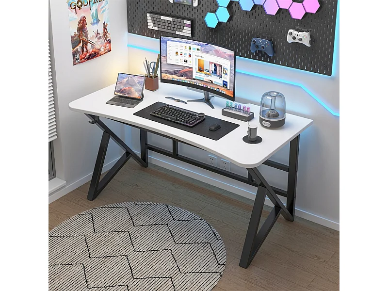 MESA DE COMPUTADOR BRANCA MODERNA PARA GAMER GRANDE LOFT 120 CM