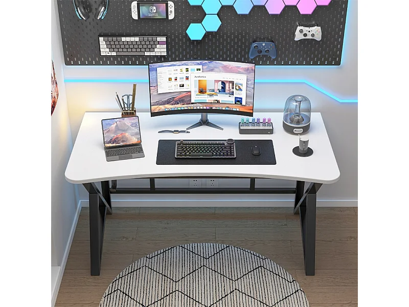 MESA DE COMPUTADOR BRANCA MODERNA PARA GAMER GRANDE LOFT 120 CM