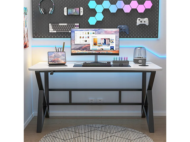 MESA DE COMPUTADOR BRANCA MODERNA PARA GAMER GRANDE LOFT 120 CM