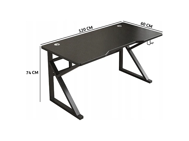 MESA DE JUEGO PARA GAMER MODERNO INFORMÁTICA NEGRA 120 CM
