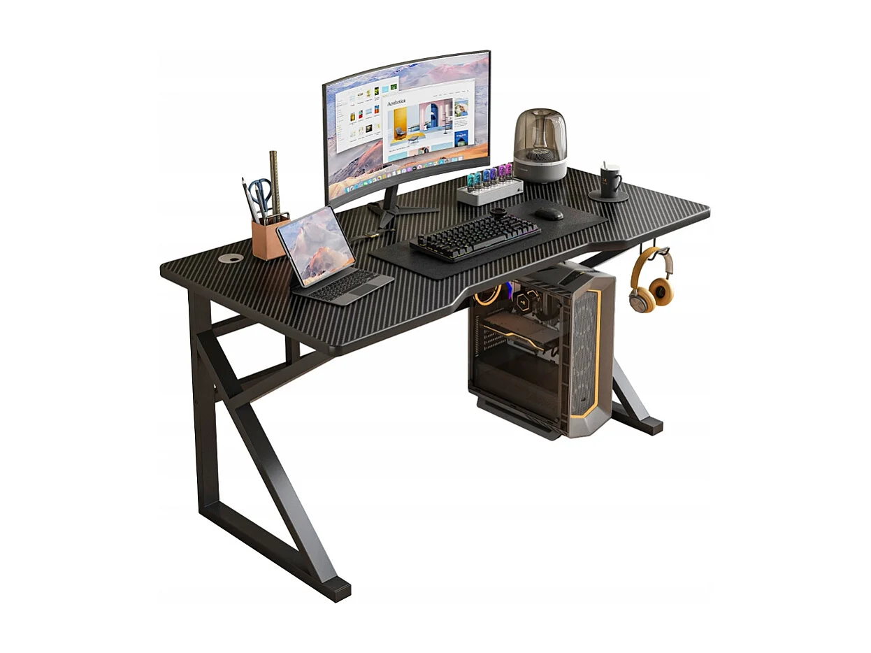 GAMING-SCHREIBTISCH FÜR MODERNE COMPUTERSPIELER, SCHWARZ, 120 CM