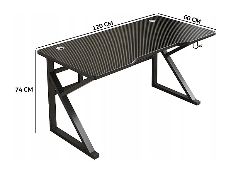 GAMING-SCHREIBTISCH FÜR MODERNE COMPUTERSPIELER, SCHWARZ, 120 CM