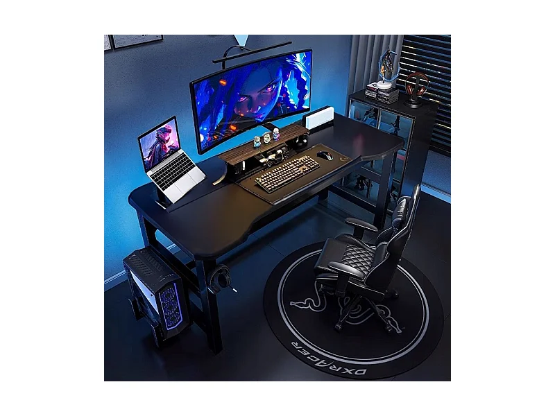 BUREAU GAMING TABLE POUR JOUEUR MODERNE INFORMATIQUE NOIR 120 CM