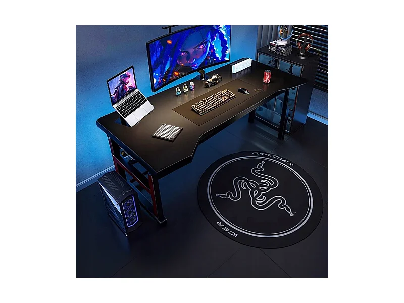 BUREAU GAMING TABLE POUR JOUEUR MODERNE INFORMATIQUE NOIR 120 CM