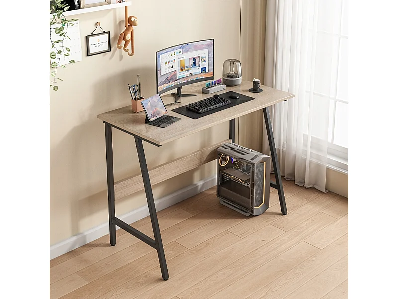 BUREAU D'ORDINATEUR INDUSTRIEL SCOLAIRE MODERNE LOFT CHÊNE CLAIR 100 CM