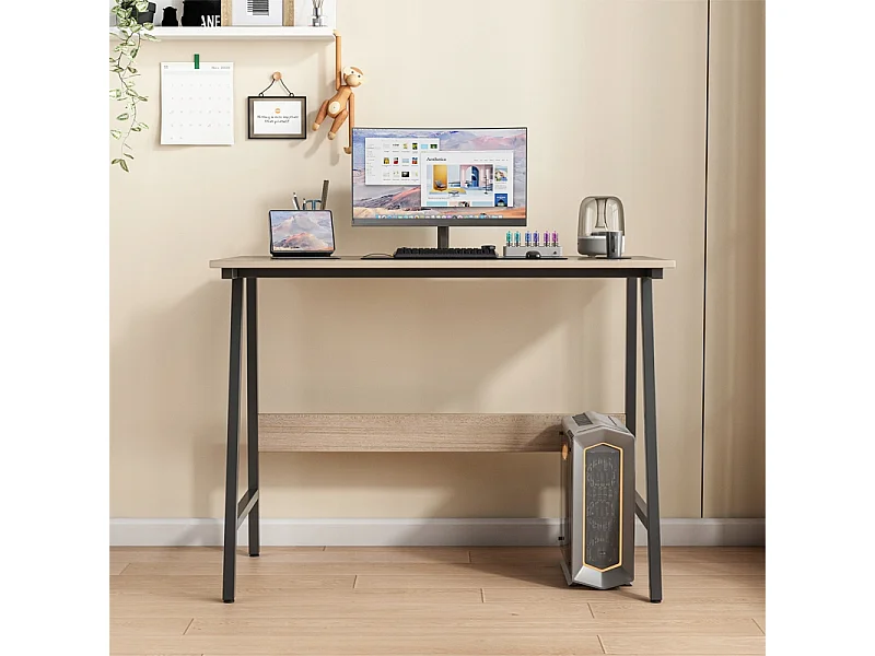 BUREAU D'ORDINATEUR INDUSTRIEL SCOLAIRE MODERNE LOFT CHÊNE CLAIR 100 CM