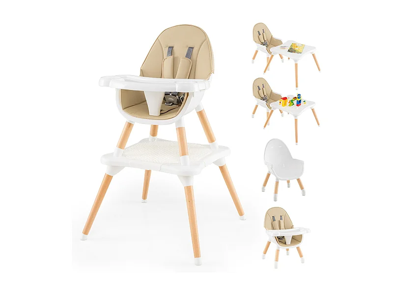 Hochstuhl für Babys & Kleinkinder 6-in-1 Convertible Tisch Stuhl Set mit Bausteintisch Beige