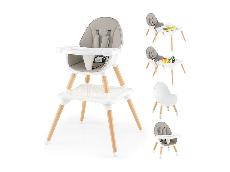Hochstuhl für Babys & Kleinkinder 6-in-1 Convertible Tisch Stuhl Set mit Bausteintisch Grau