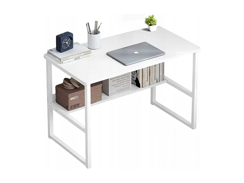 MESA DE ORDENADOR BLANCA PARA JOVENES CON ESTANTE MODERNA 100 CM