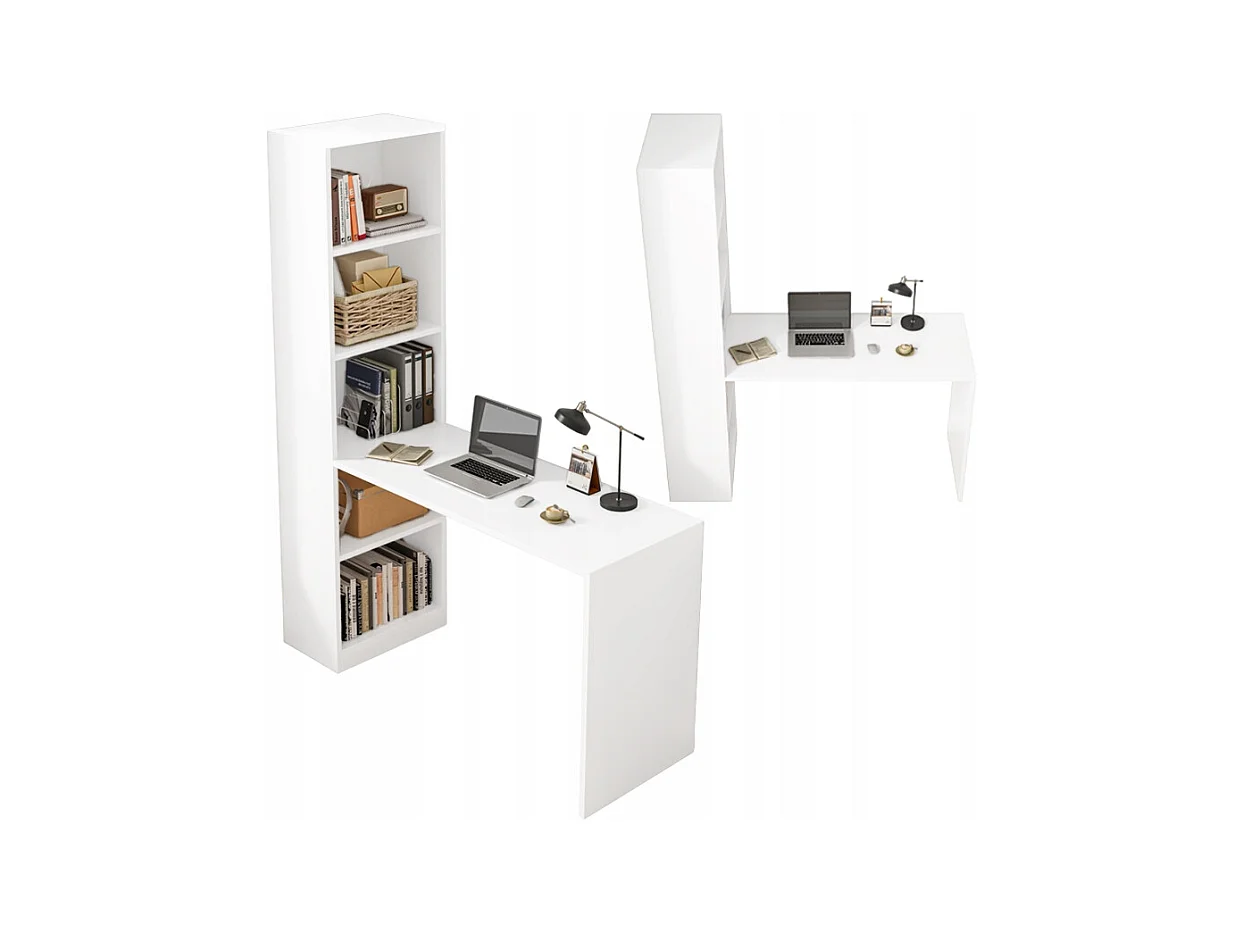 Biurko komputerowe z półkami nowoczesne białe 125 cm
